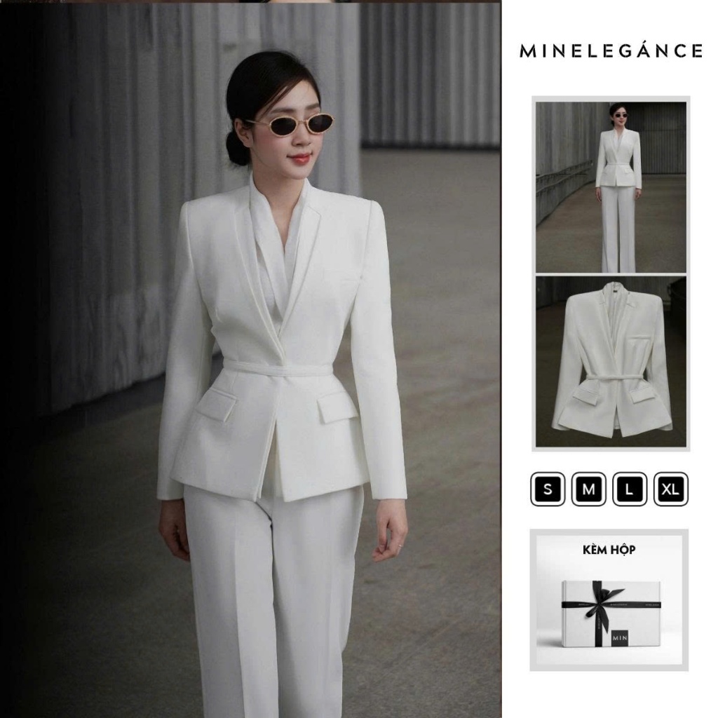 MINELEGÁNCE- SÉT VEST TIM CỔ KIỂU CÔNG SỞ, SANG TRỌNG - MIN247