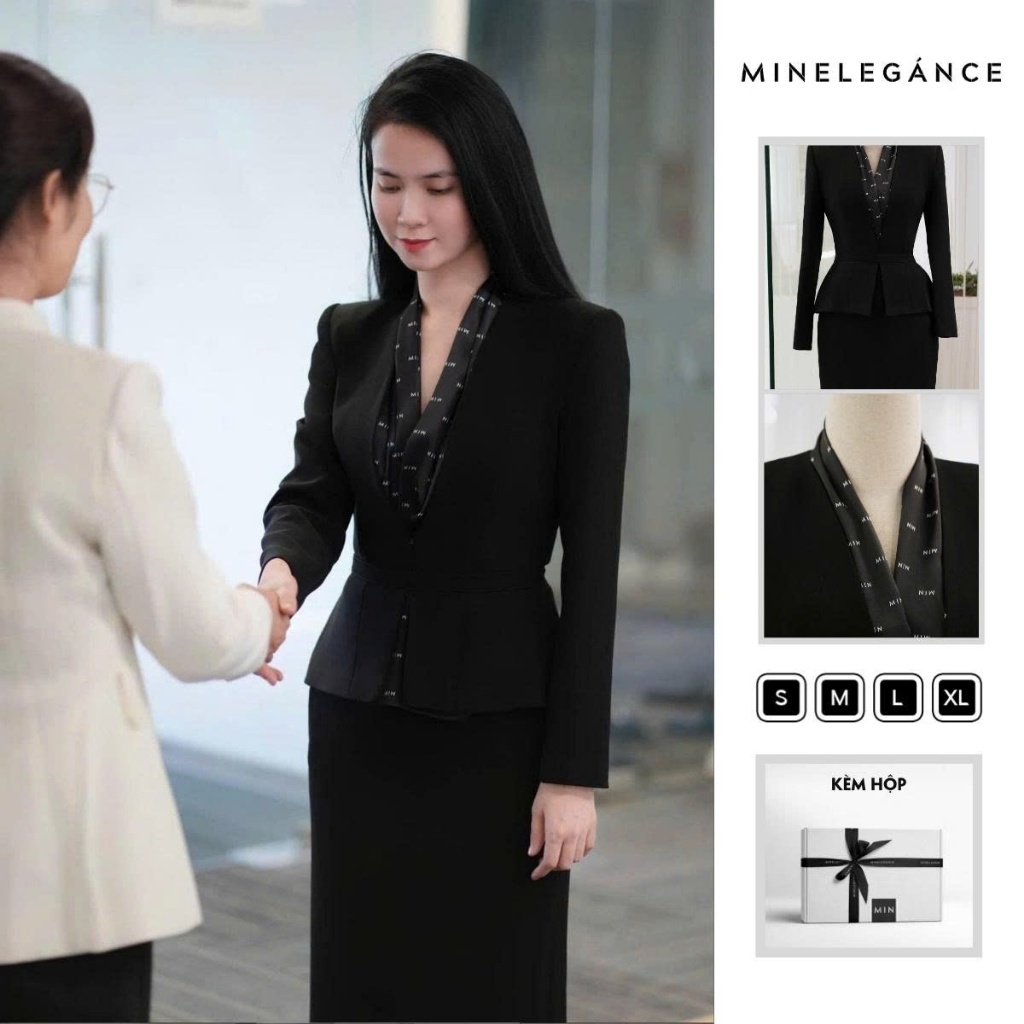 MINELEGÁNCE- SET VEST KÈM CHÂN VÁY CHỮ A THANH LỊCH, SANG TRỌNG - MIN35
