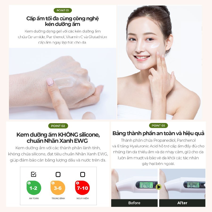Combo Sữa Rửa Mặt Tạo Bọt Làm Sạch Da và Kem Dưỡng Cấp Ẩm 8 Loại Trà BOM Eight Tea 150ml & 50g