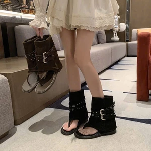 Dép Sandal Xỏ Ngón Có Khóa Thắt Lưng Cao Đến Giữa Bắp Chân, Mẫu Mới Mùa Hè 2026