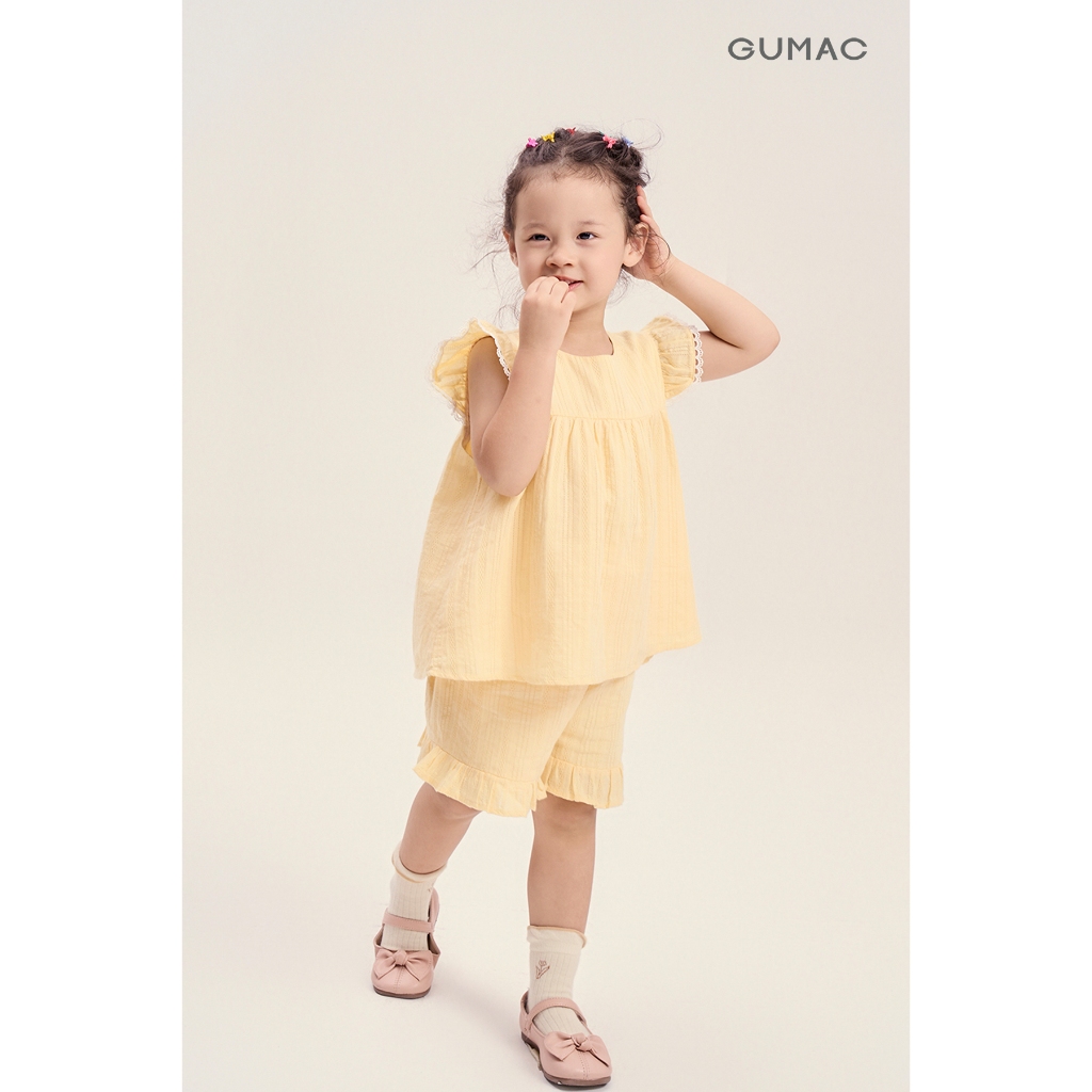 Set lẻ Áo Kiểu Bé Gái GUMAC Form A Tay Cánh Tiên AKG04034 - Quần Short Bé Gái GUMAC Form A Lưng Thun Lai Bèo SHKG0403