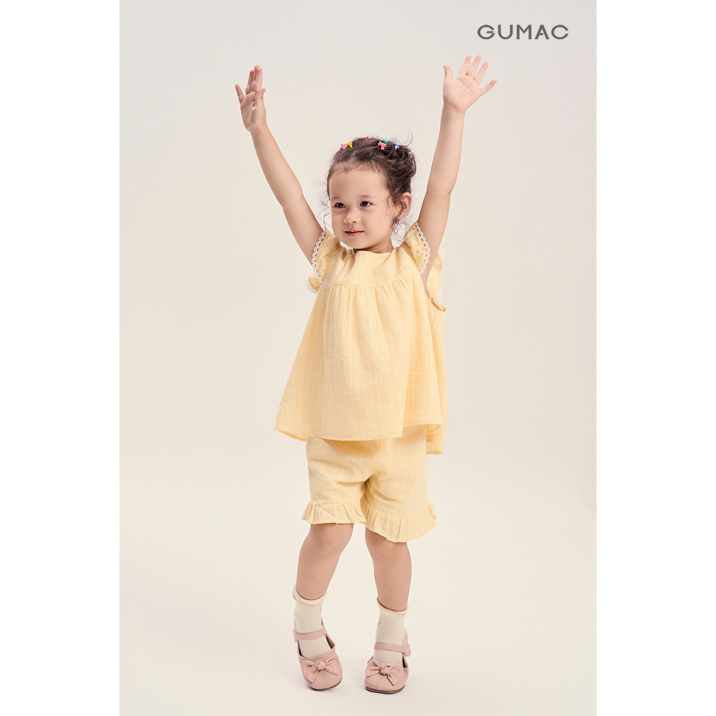 Set lẻ Áo Kiểu Bé Gái GUMAC Form A Tay Cánh Tiên AKG04034 - Quần Short Bé Gái GUMAC Form A Lưng Thun Lai Bèo SHKG0403
