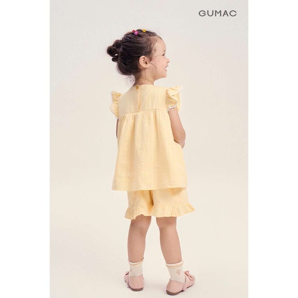 Set lẻ Áo Kiểu Bé Gái GUMAC Form A Tay Cánh Tiên AKG04034 - Quần Short Bé Gái GUMAC Form A Lưng Thun Lai Bèo SHKG0403
