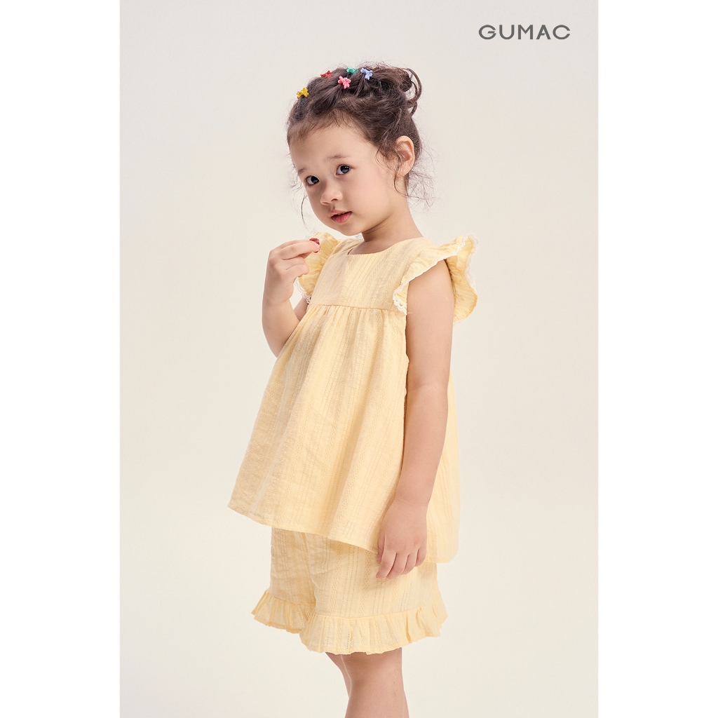 Set lẻ Áo Kiểu Bé Gái GUMAC Form A Tay Cánh Tiên AKG04034 - Quần Short Bé Gái GUMAC Form A Lưng Thun Lai Bèo SHKG0403