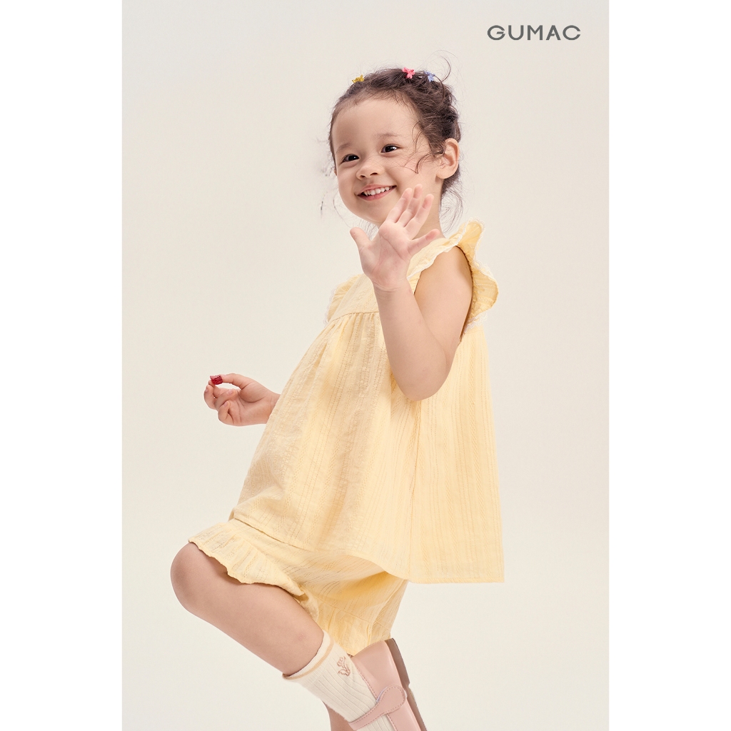 Set lẻ Áo Kiểu Bé Gái GUMAC Form A Tay Cánh Tiên AKG04034 - Quần Short Bé Gái GUMAC Form A Lưng Thun Lai Bèo SHKG0403