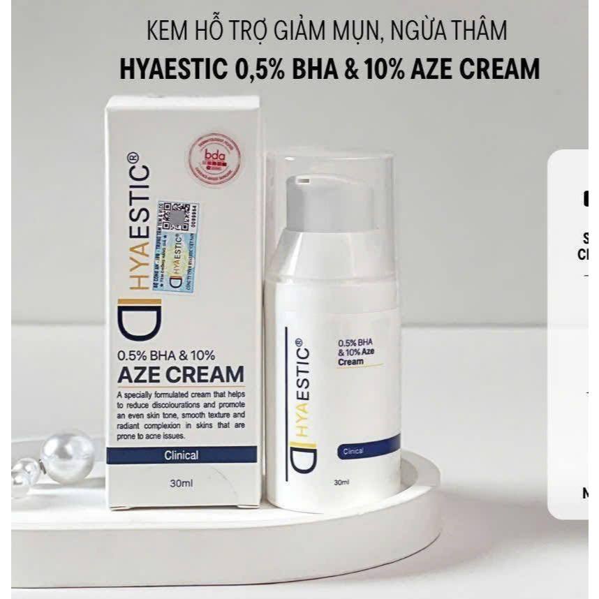 Kem dưỡng giảm mụn ngừa thâm Hyaestic 0,5% BHA & 10% Aze Cream 30ml