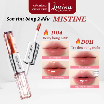 [ TẶNG CỌ TÁN SON] Son kem bóng tint lì 2 đầu MISTINE bền màu lâu trôi nhẹ môi căng mọng Lucina Cosmetics