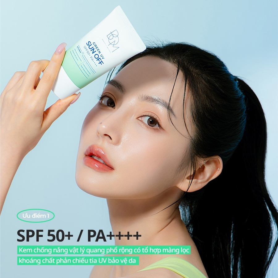 Combo Sữa Rửa Mặt 8 Loại Trà và Kem Chống Nắng Green UV SPF50+/PA++++ BOM Eight Tea 150ml & 50ml