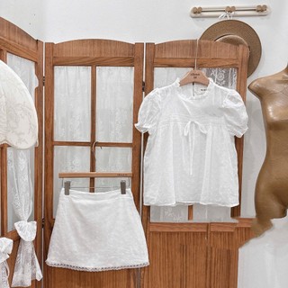 Set áo babydoll thô boi áo kèm chân váy A phối ren hàng hai lớp (HÀNG SẴN) LAVIAN S62