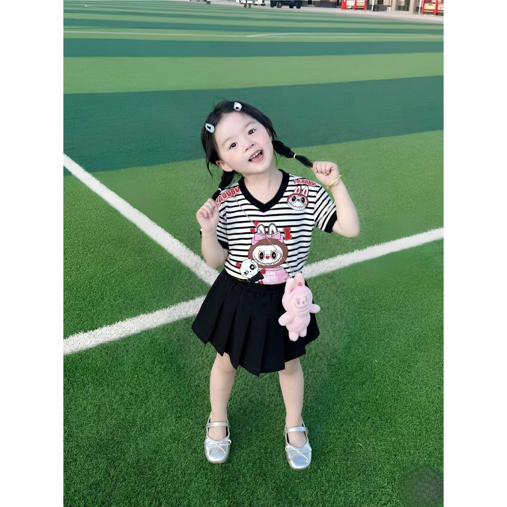 Váy xếp ly hè bé gái LABUBU E.Q sz 7- 35 kg chất coton co giãn 4 chiều xinh xắn PPH12