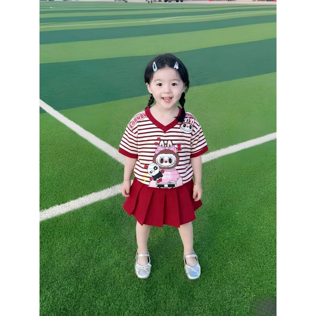 Váy xếp ly hè bé gái LABUBU E.Q sz 7- 35 kg chất coton co giãn 4 chiều xinh xắn PPH12
