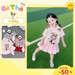 Váy xếp ly hè bé gái LABUBU E.Q sz 7- 35 kg chất coton co giãn 4 chiều xinh xắn PPH12
