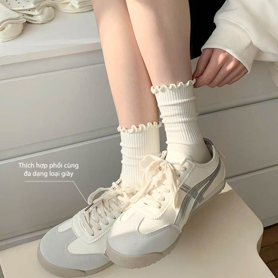 Tất vớ nữ cổ cao set 5 đôi style tiểu thư, chất liệu mềm mại thoáng khí - Ekiu Perseper