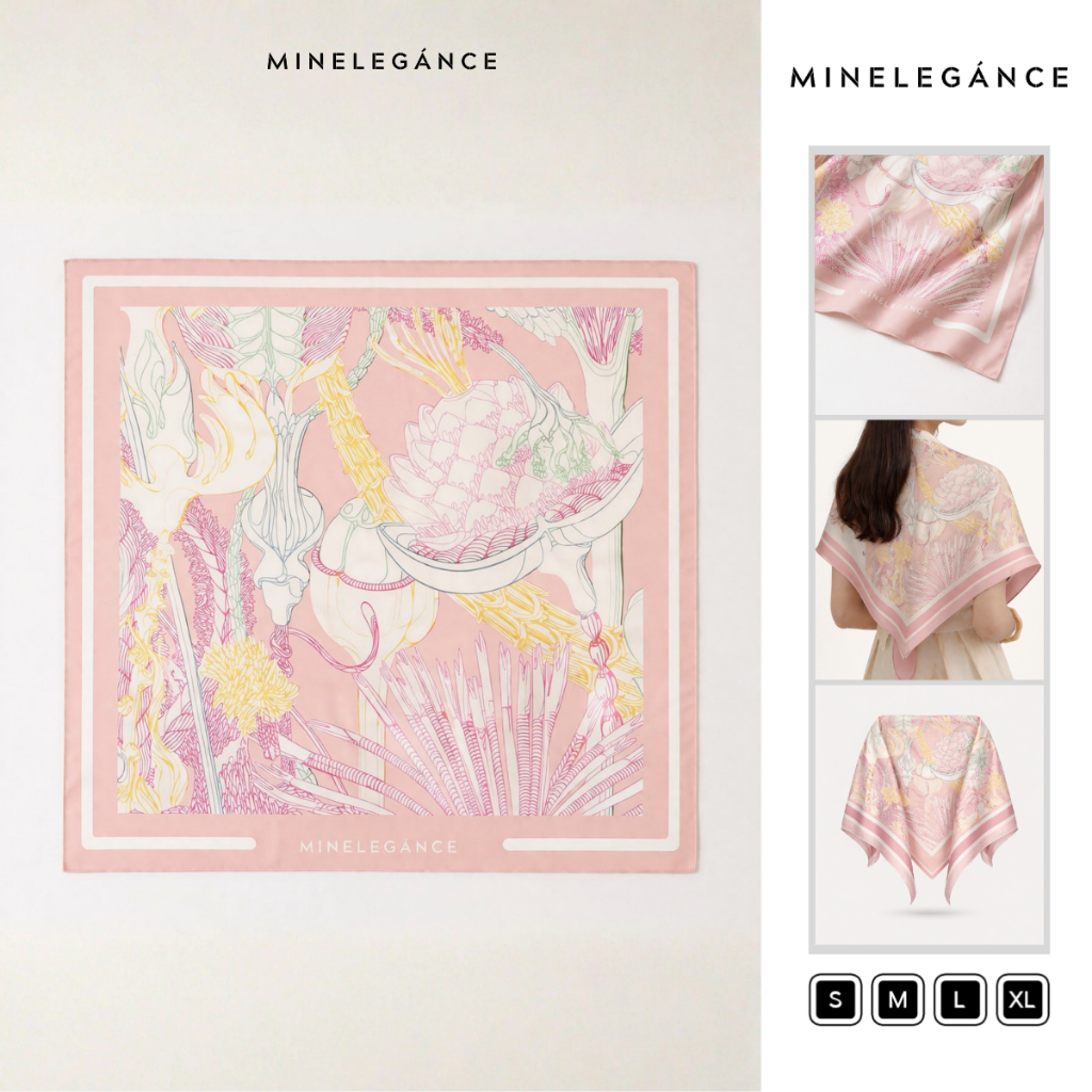 MINELEGÁNCE | KHĂN LỤA HOA CAO CẤP - MIN280