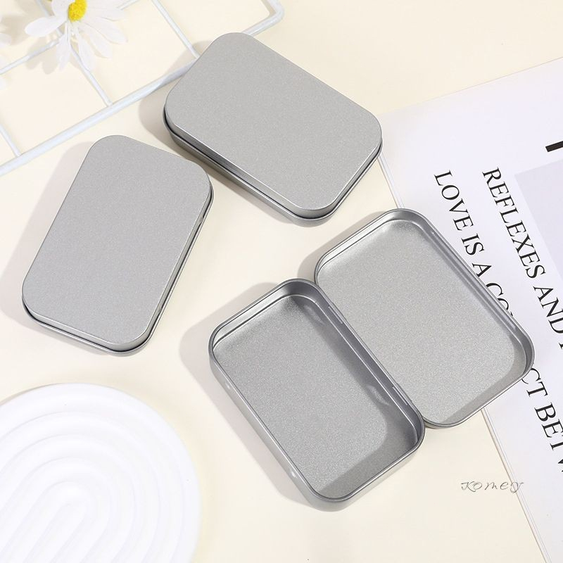 🌤️COD🌤️Hộp thiếc Mini rỗng hình chữ nhật bằng kim loại Tinplate Đẩy kẹo Hộp đựng thuốc Hộp đựng lọ có bản lề