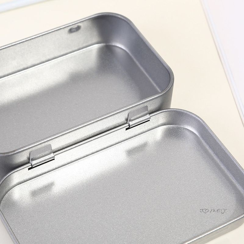 🌤️COD🌤️Hộp thiếc Mini rỗng hình chữ nhật bằng kim loại Tinplate Đẩy kẹo Hộp đựng thuốc Hộp đựng lọ có bản lề