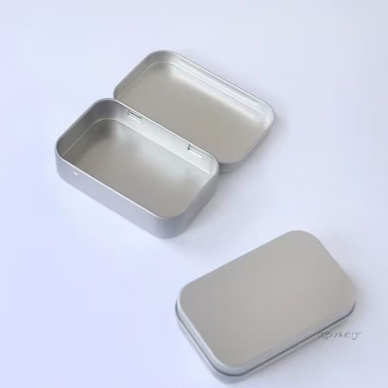 🌤️COD🌤️Hộp thiếc Mini rỗng hình chữ nhật bằng kim loại Tinplate Đẩy kẹo Hộp đựng thuốc Hộp đựng lọ có bản lề