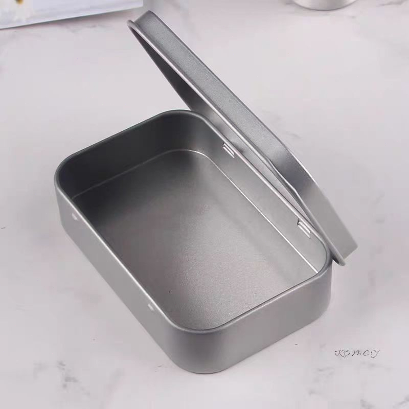 🌤️COD🌤️Hộp thiếc Mini rỗng hình chữ nhật bằng kim loại Tinplate Đẩy kẹo Hộp đựng thuốc Hộp đựng lọ có bản lề