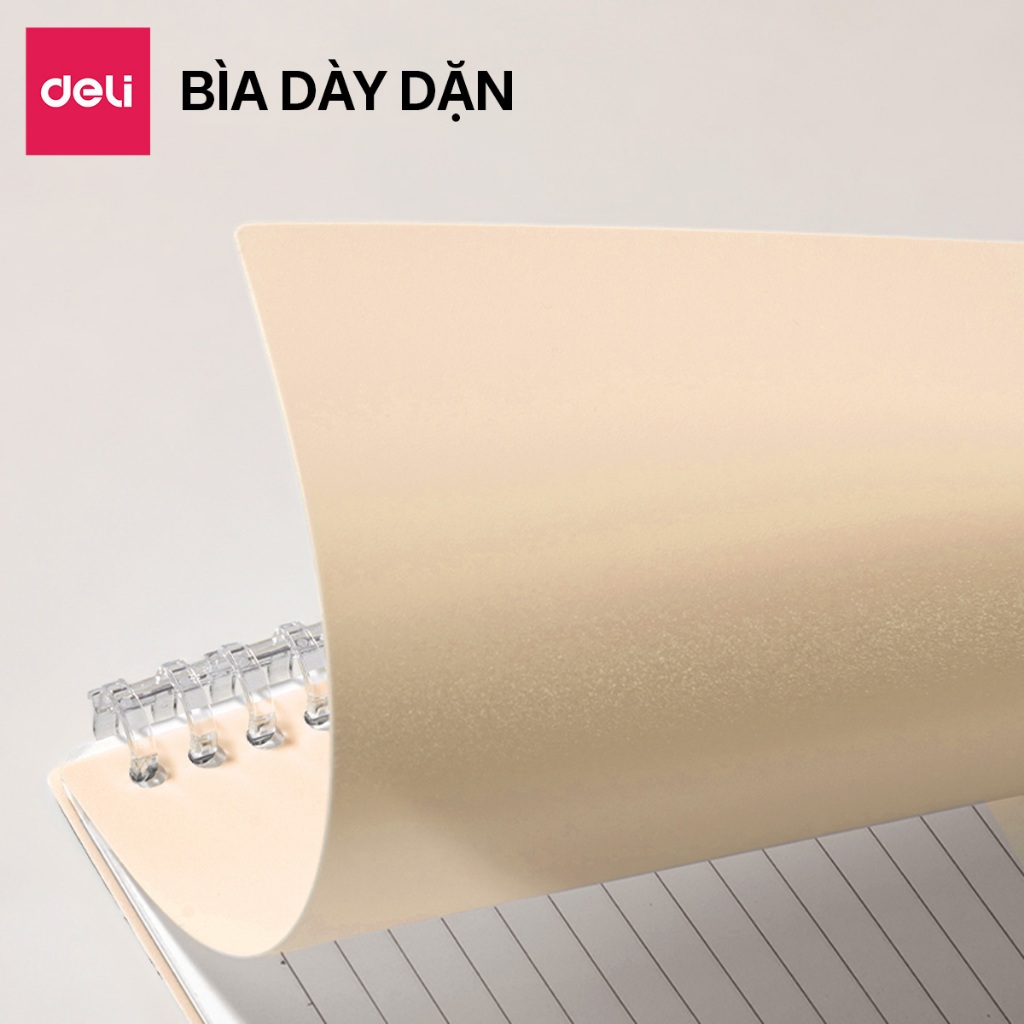 Sổ Tay Bìa Còng Deli A5 / B5 Bìa Nhựa PP Cao Cấp - Chống Nước, Gập 360 Độ, Lò Xo Thay Giấy Dễ Dàng