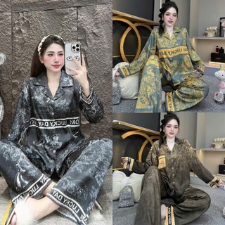 Đồ Bộ Pijama Lụa Latin Lụa Mịn ,Họa Tiết Rừng Màu Sang Chảnh Có Size Từ  40- 60 kg & 60-75 kg Dành Cho Nữ Mặc Bốn Mùa