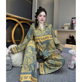 Đồ Bộ Pijama Lụa Latin Lụa Mịn ,Họa Tiết Rừng Màu Sang Chảnh Có Size Từ  40- 60 kg & 60-75 kg Dành Cho Nữ Mặc Bốn Mùa