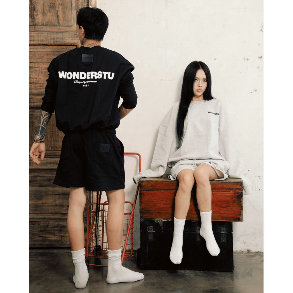 (CÓ TÁCH LẺ) SET SWEATER NỈ CUA 450GSM "BIG LOGO" WONDERSTU - UNISEX