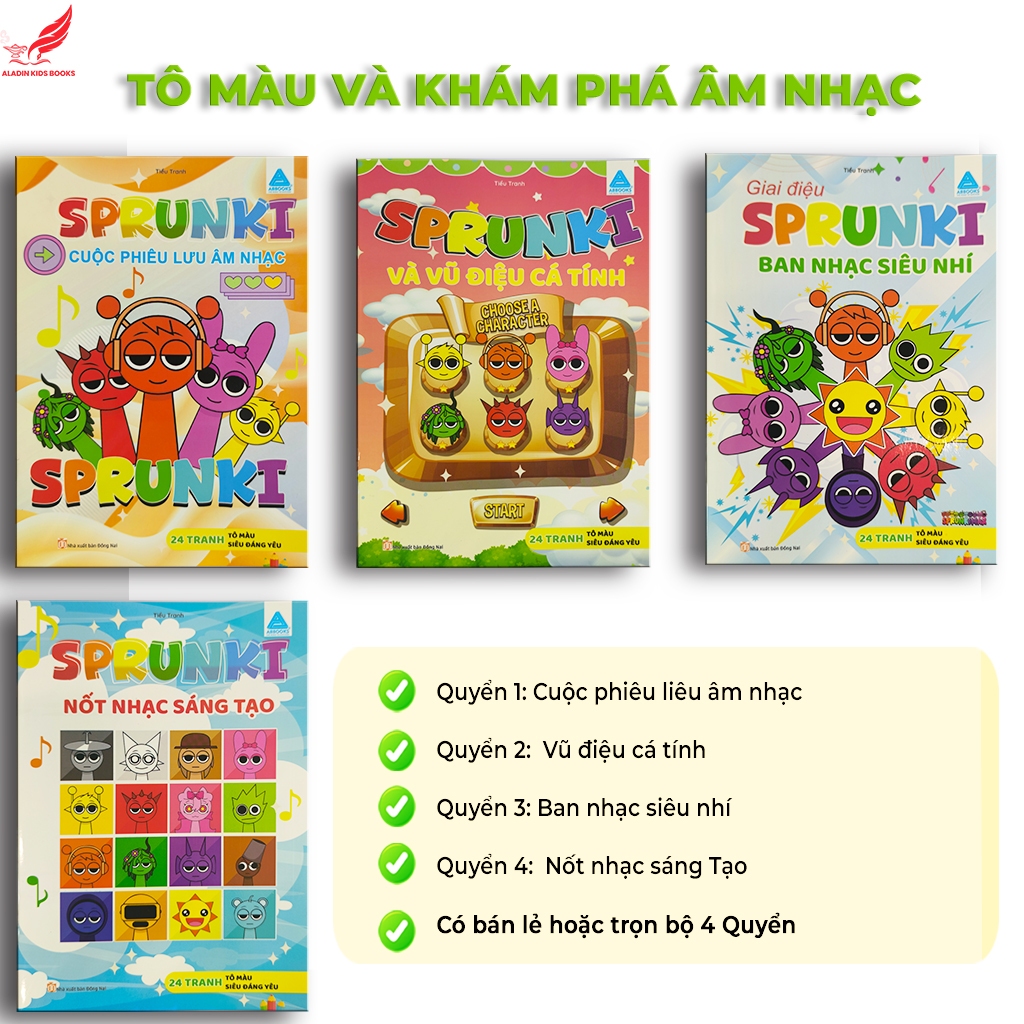 Sách - Bộ 4 QuyểnSách Tô Màu Cho Bé Chủ Đề Âm Nhạc Và Sáng Tạo – Mua Lẻ Hoặc Trọn Bộ