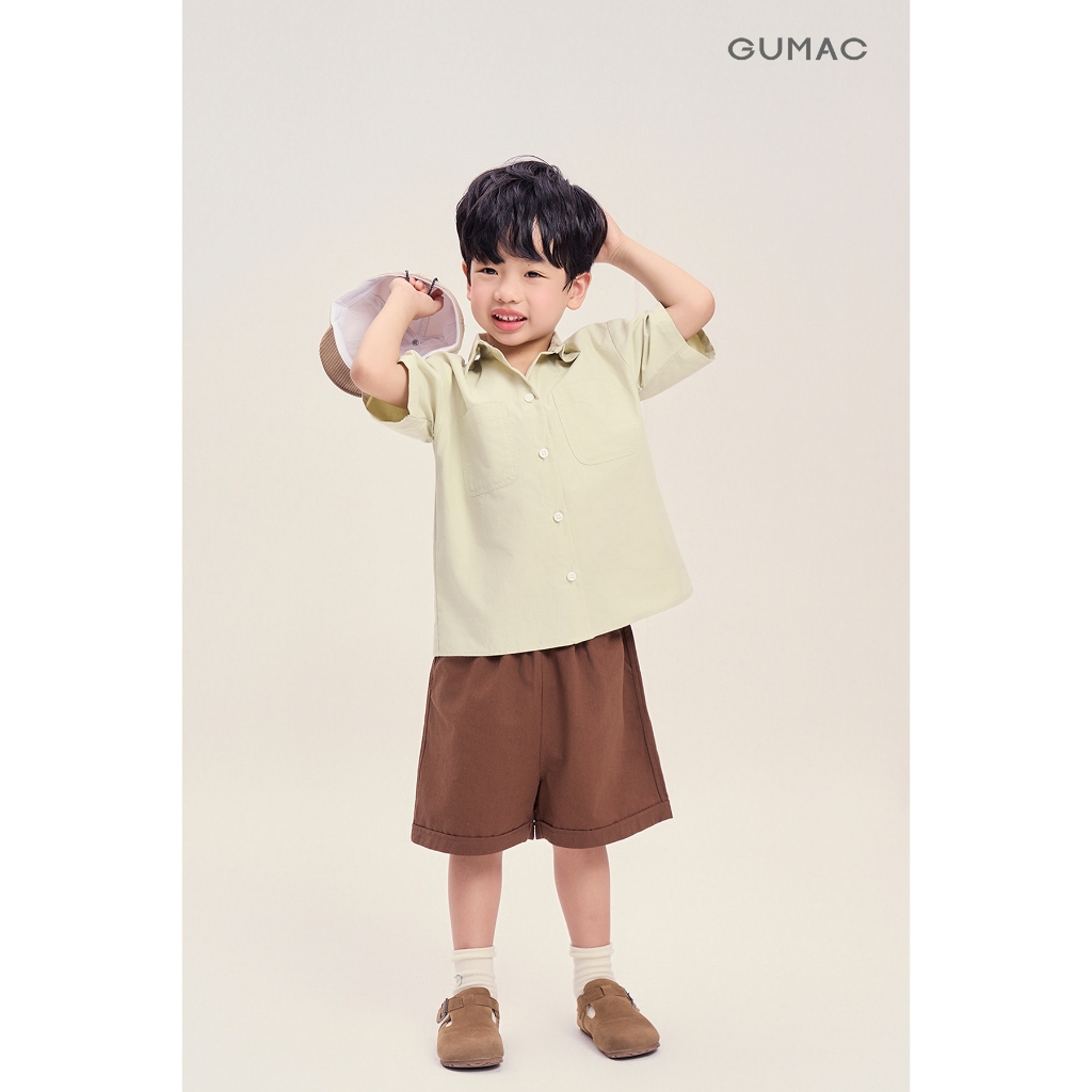 Quần Short Trẻ Em GUMAC Form A Lưng Thun Hai Túi Xéo Kaki Chéo Năng Động SHKG04030