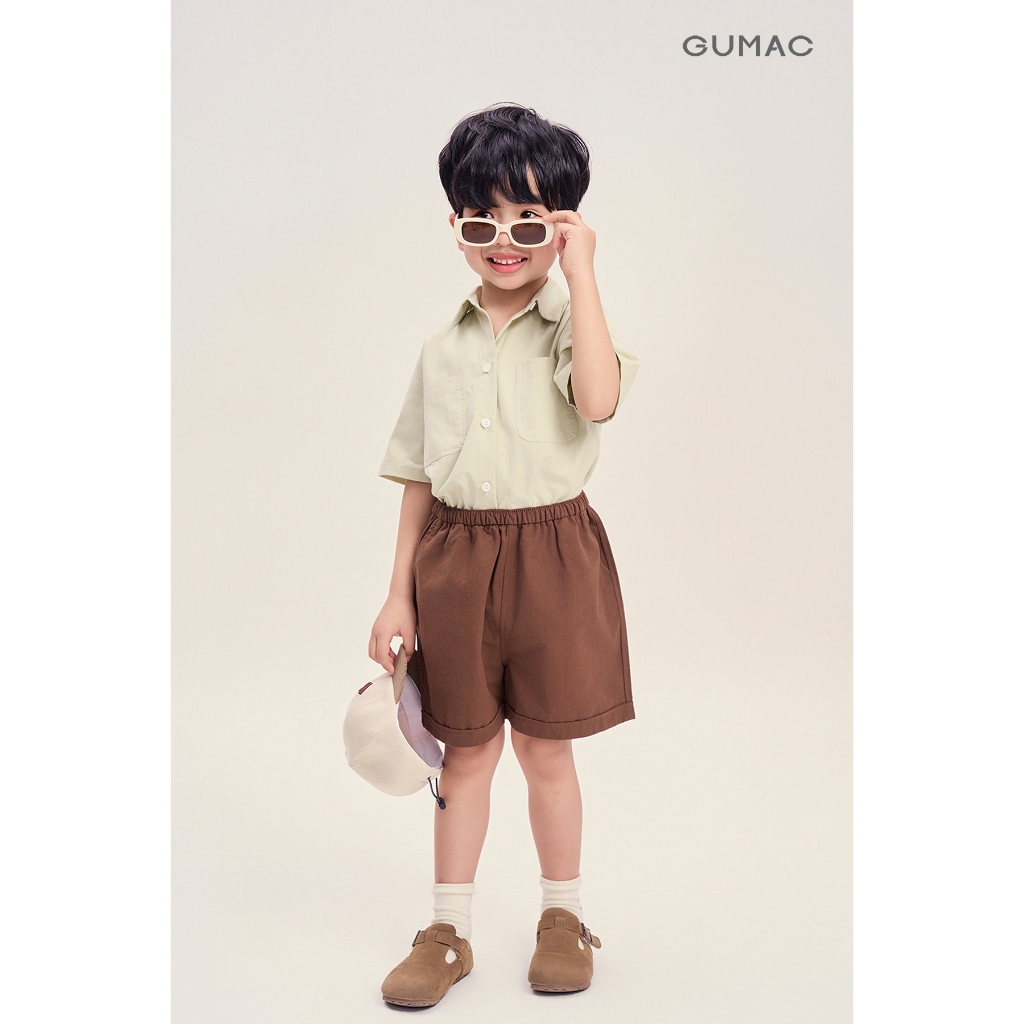 Quần Short Trẻ Em GUMAC Form A Lưng Thun Hai Túi Xéo Kaki Chéo Năng Động SHKG04030