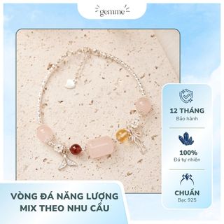 Vòng tay bạc 925 mix đá tự nhiên, Vòng tay thu hút Tình yêu, Công việc, May mắn, Vòng đá năng lượng nữ tính Gemme - GM02