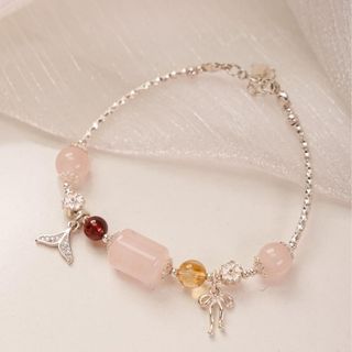 Vòng tay bạc 925 mix đá tự nhiên, Vòng tay thu hút Tình yêu, Công việc, May mắn, Vòng đá năng lượng nữ tính Gemme - GM02