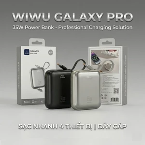 Sạc Dự Phòng WiWU Galaxy Pro AS-181 35W 10000mAh | Tích Hợp Dây | Sạc Nhanh PD | Nhỏ Gọn