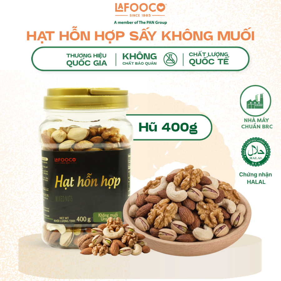 Hạt Hỗn Hợp Không Muối LAFOOCO 400g Unsalted mixed nuts