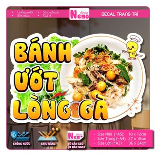 Decal Trang Trí Bánh Ướt Chả Lụa, Tranh Dán Quán Ăn, Cà Phê, Dán Tường, Tủ, Kính, Xe Đẩy - Sticker Chịu Được Mưa Nắng.