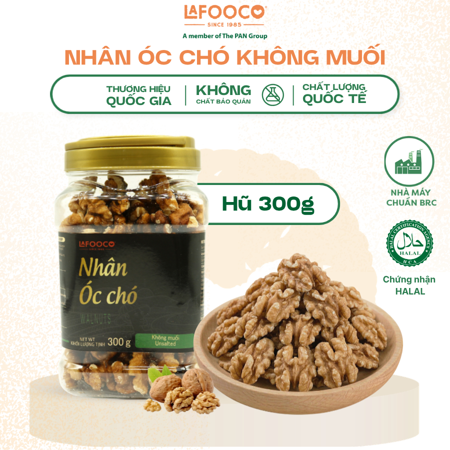 Nhân Óc Chó Mỹ Sấy Không Muối LAFOOCO 300g Unsalted walnuts