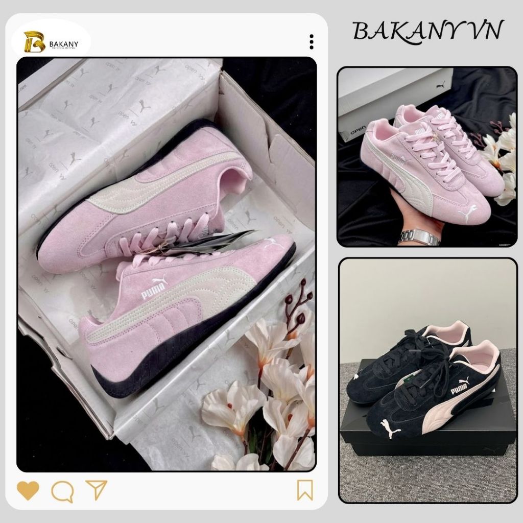 Giày Thể Thao PM Speed Cat, Giày Sneaker PM Speed 2 Màu Đen Hồng Thời Trang Nam Nữ