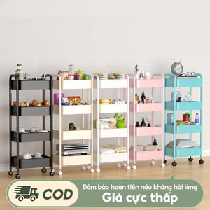 Xe Đẩy Spa Đựng Đồ Có Bánh Xe Kệ Sắt Đa Năng Chắc Chắn Kệ Tiện Lợi 3/4/5 lớp