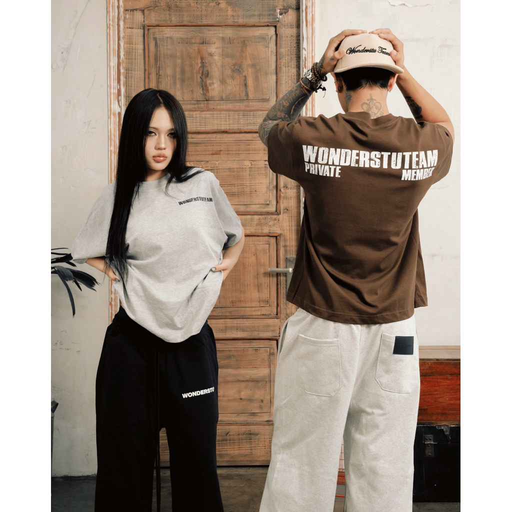 ÁO THUN FORM BOXY IN TRAME HIỆU ỨNG "PRIVATE MEMBER" WONDERSTU UNISEX