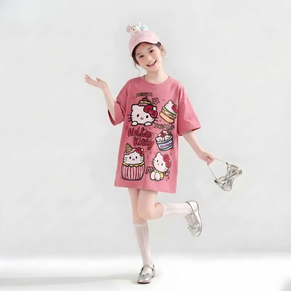 Áo phông giấu quần cho bé gái dễ thương, phong cách năng động Sz 9 - 43kg