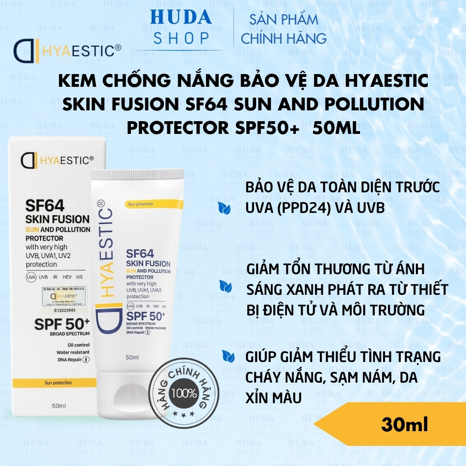 Kem chống nắng bảo vệ da Hyaestic Skin Fusion SF64 Sun And Pollution Protector SPF50+  50ml