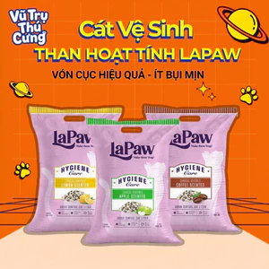 Cát vệ sinh đất sét than hoạt tính LAPAW siêu khử mùi, ít bụi, vón cục tốt