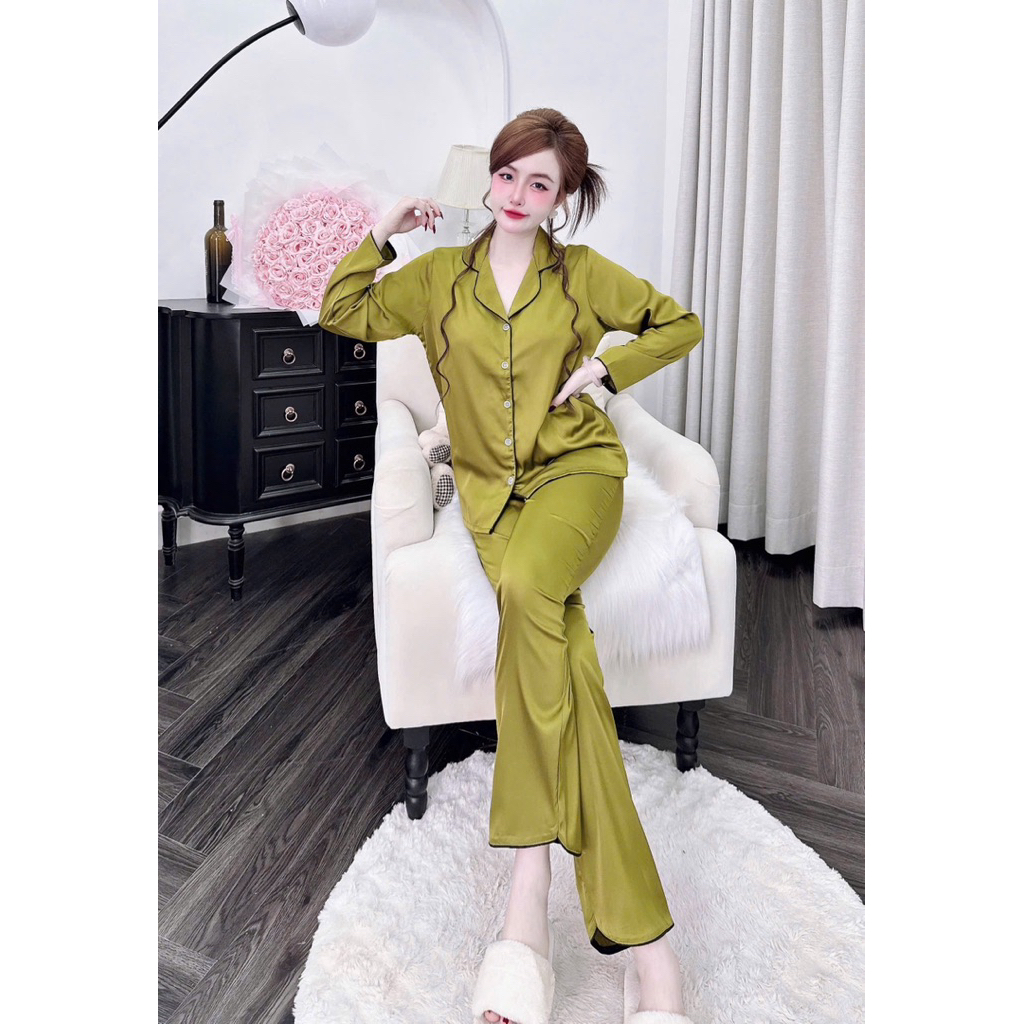 (21/04/26)Tay dài quần dài pijama lụa latin trơn , mềm nhẹ mát