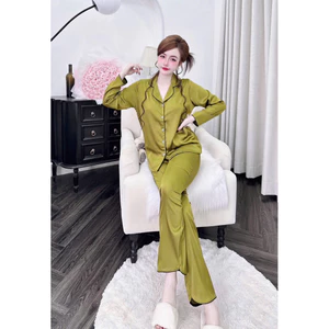 Tay dài quần dài pijama lụa latin trơn , mềm nhẹ mát