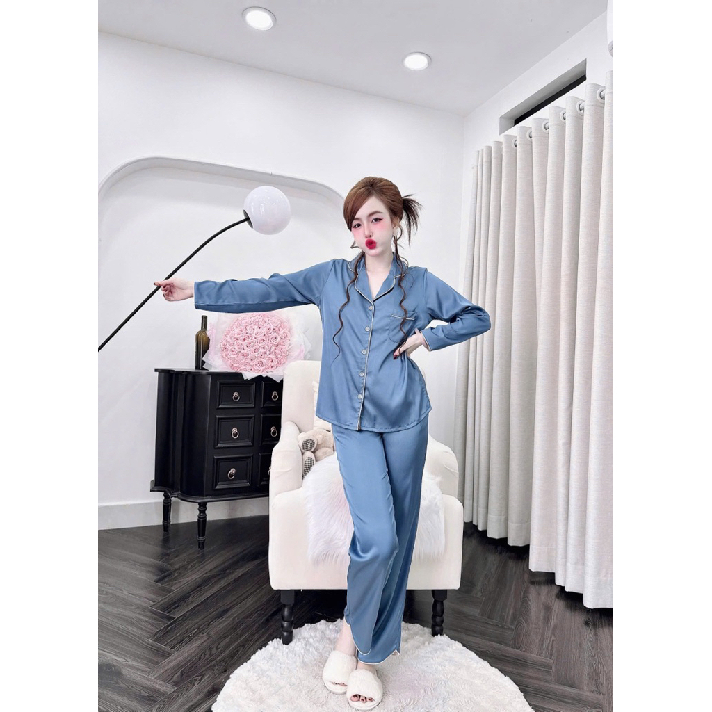 (21/04/26)Tay dài quần dài pijama lụa latin trơn , mềm nhẹ mát