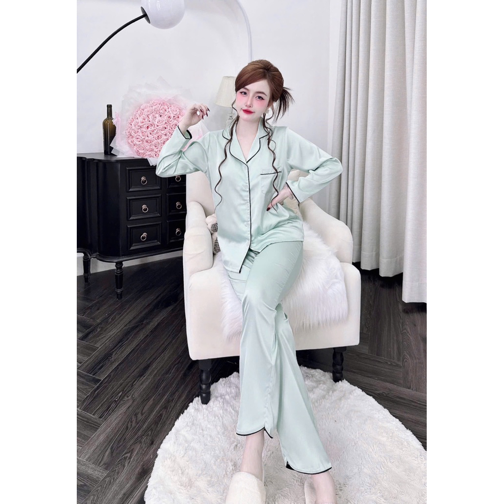 (21/04/26)Tay dài quần dài pijama lụa latin trơn , mềm nhẹ mát