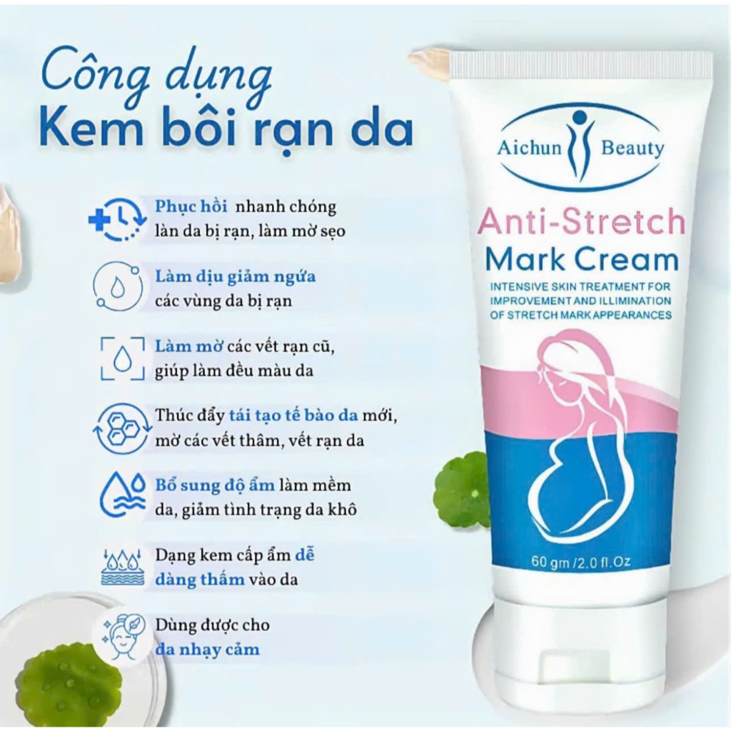 Kem Mờ Rạn Da Anti Strectch Dưỡng Ẩm, Hỗ Trợ Cải Thiện Thâm, Rạn Da Cho Mẹ Bầu Sau Sinh Và Tuổi Dậy Thì