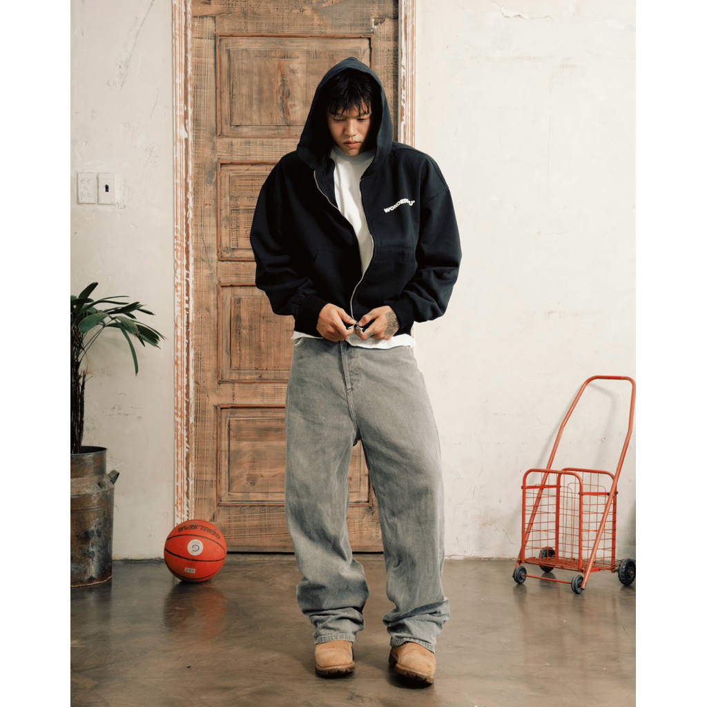 ÁO HOODIE ZIP NỈ CHÂN CUA 450GSM DÀY DẶN BIG LOGO "WONDERSTU TEAM"
