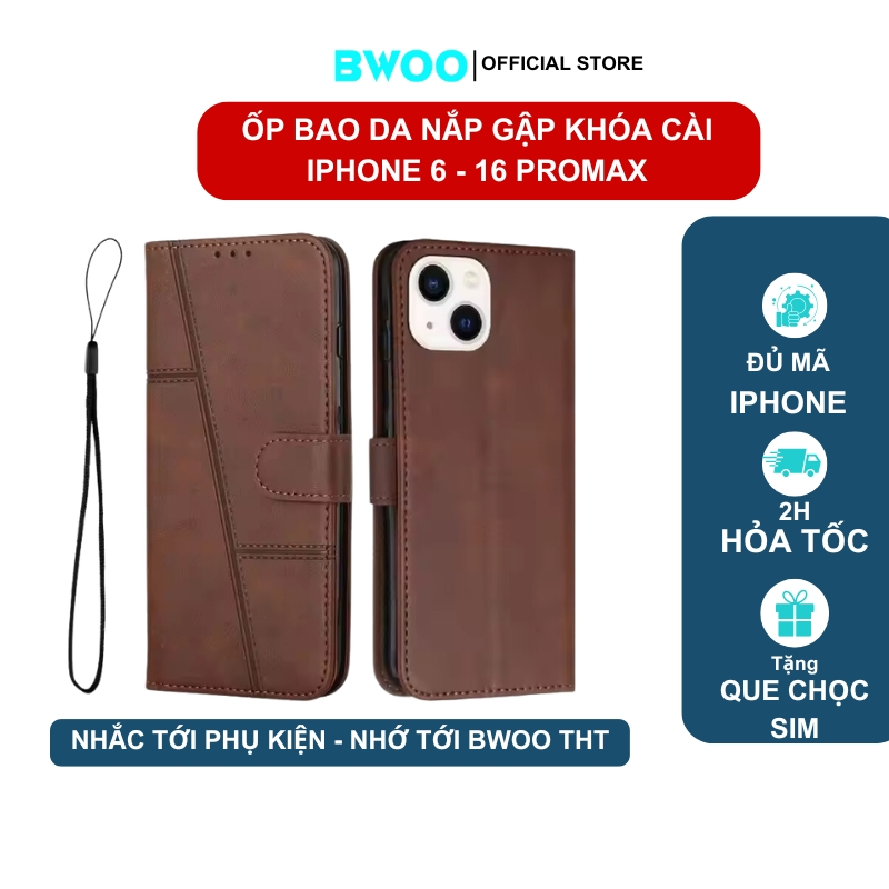 Ốp bao da khóa cài chính hãng TAHOTO mặt cho IPHONE 7 8 7PLUS 8PLUS X XSMAX 11 12 13 14 pro promax
