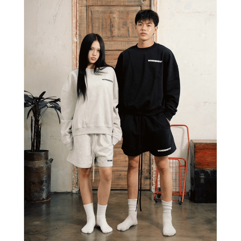 QUẦN SHORT NỈ CUA IN CHỮ "LOGO" WONDERSTU - UNISEX 400GSM