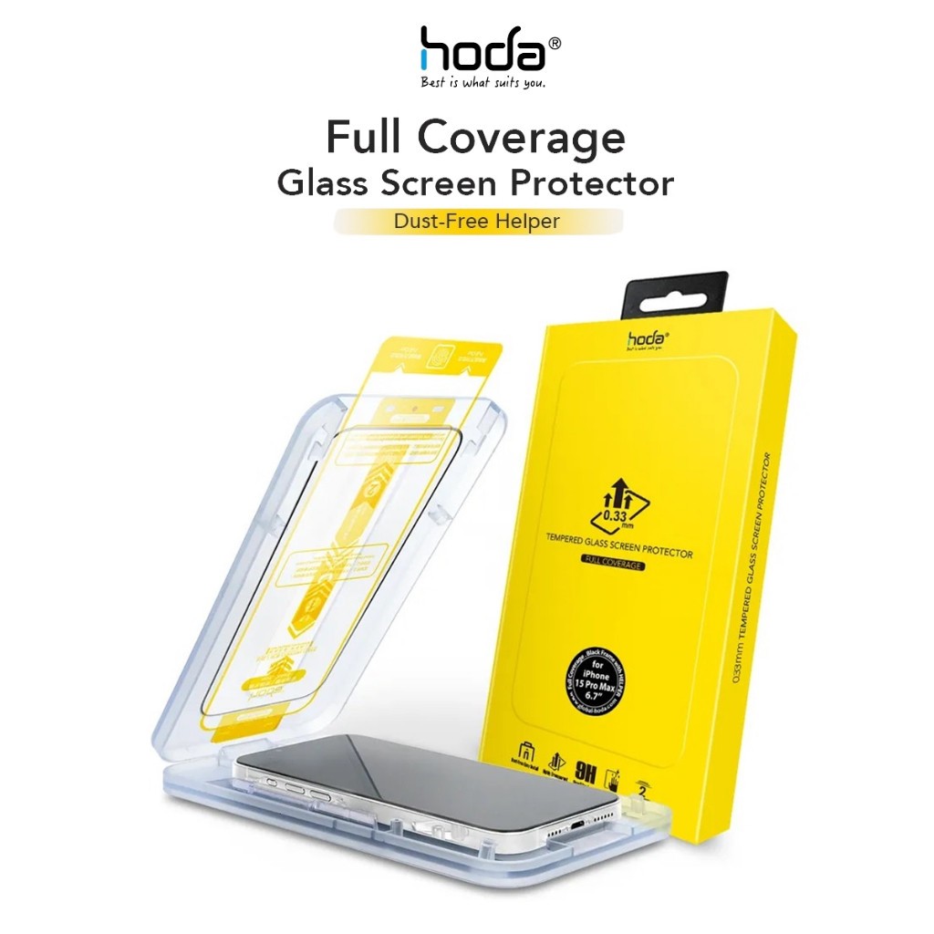[Chính Hãng] Kính Cường Lực Hoda 0.33mm Full Màn - Có Màng Loa Chống Bụi, Phủ Sapphire, Kèm Khung Dán Auto Cho IP 14-18